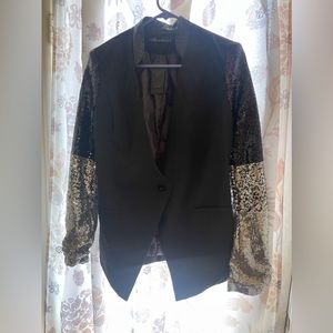 Auxo women’s blazer jacket. Sparkle sequin button long sleeve.